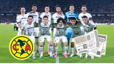 Piero Quispe junto al equipo de Pumas