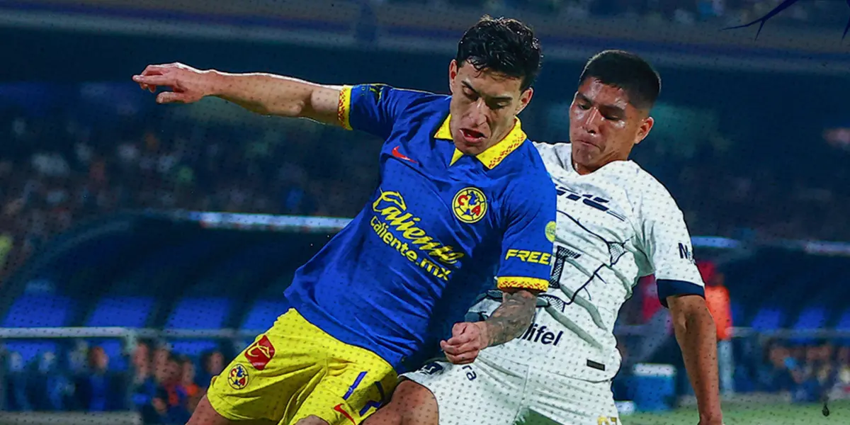 Piero Quispe peleando el balón con un jugador del América