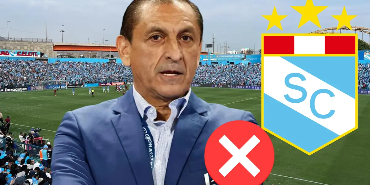 Ramón Díaz con los brazos cruzados y el estadio Alberto Gallardo