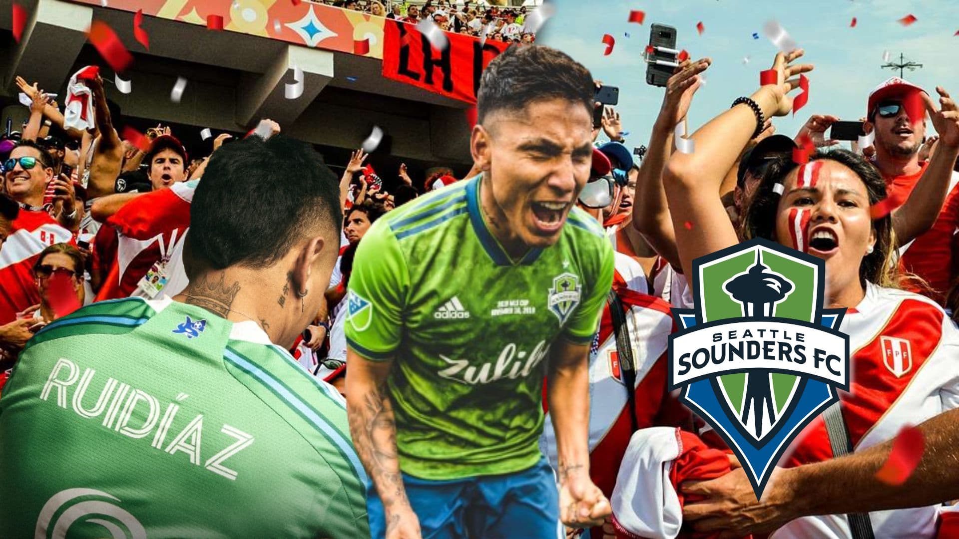 Raúl Ruidíaz festejando con la camiseta del Seattle Sounders