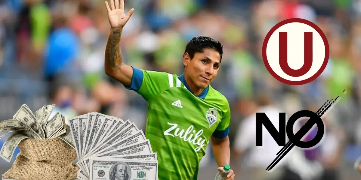 Rául Ruidíaz vistiendo la camiseta del Seattle Sounders y a la vez saludando