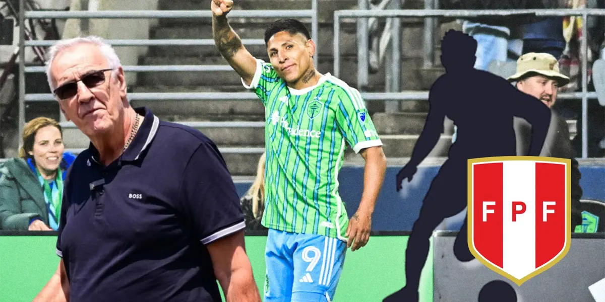 Raúl Ruidíaz vistiendo la camiseta del Seattle Sounders y delante Jorge Fossati
