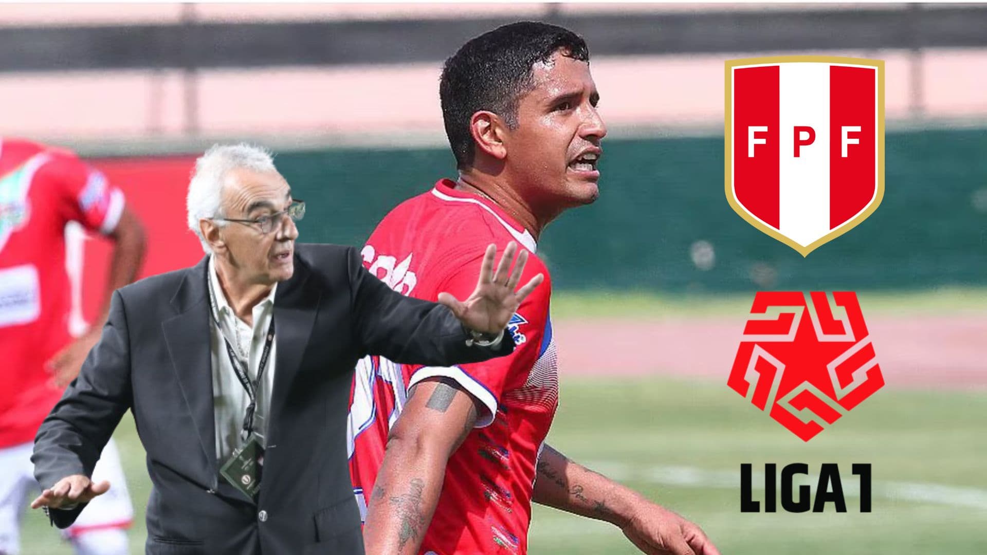 Reimond Manco con la camiseta de Unión Comercio y delante Jorge Fossati