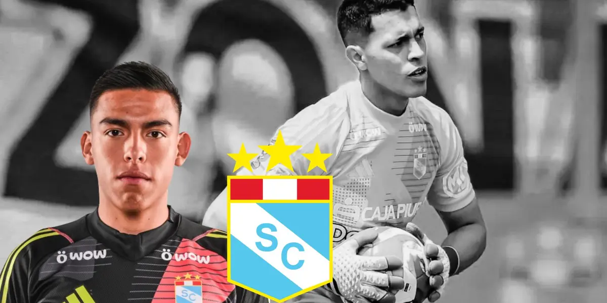 Renato Solís agarrando el balón y debajo Diego Enríquez posando para la cámara