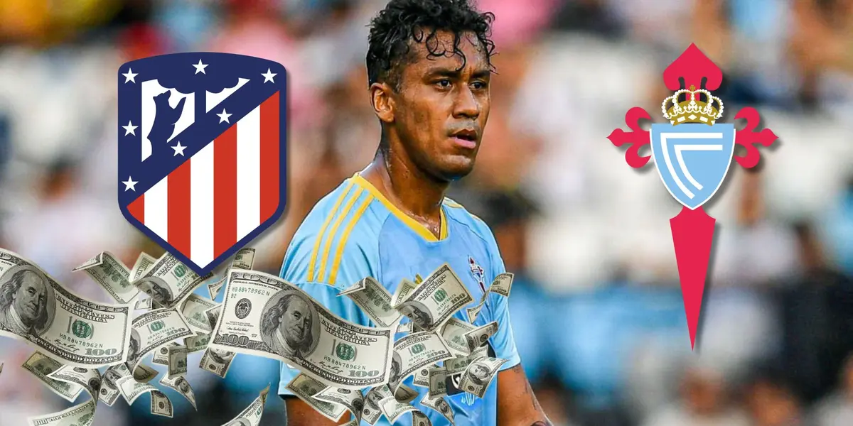 Renato Tapia disputando en partido de la Liga Española con el Celta de Vigo