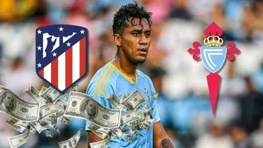 Renato Tapia disputando en partido de la Liga Española con el Celta de Vigo