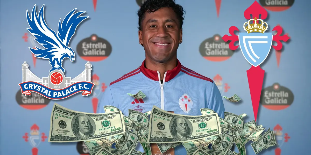 Renato Tapia en el Celta de Vigo al lado de billetes que representan su salario