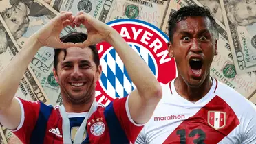 Renato Tapia gritando y Claudio Pizarro haciendo un corazón