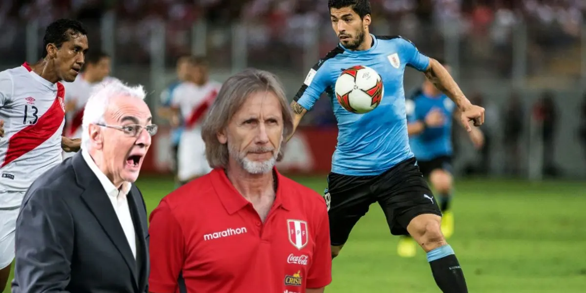 Renato Tapia, Luis Suárez, Jorge Fossati y Ricardo Gareca (Foto: Andina)