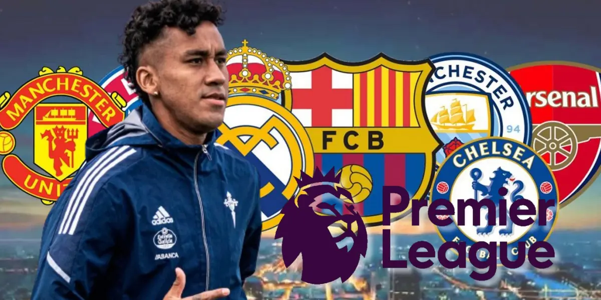 Renato Tapia y de fondo los clubes más importantes del viejo continente