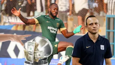 Restrepo mirando con cara de pocos amigos y Waterman saltando