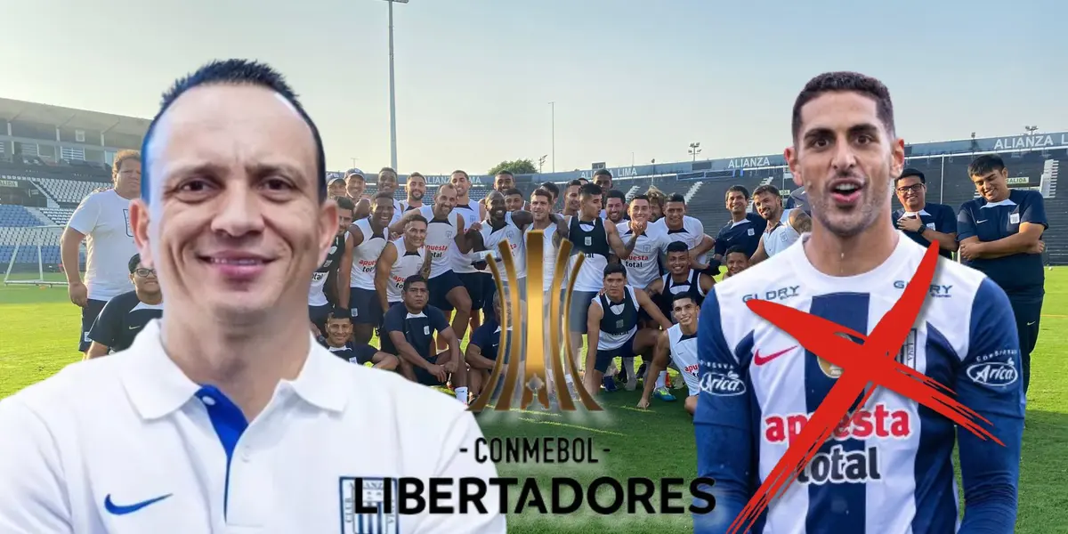 Restrepo, Sabbag y de fondo el plantel completo de Alianza Lima en Matute