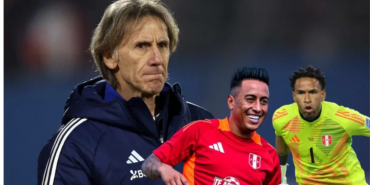 Ricardo Gareca, Christian Cueva y Pedro Gallese (Foto: Meganoticias)