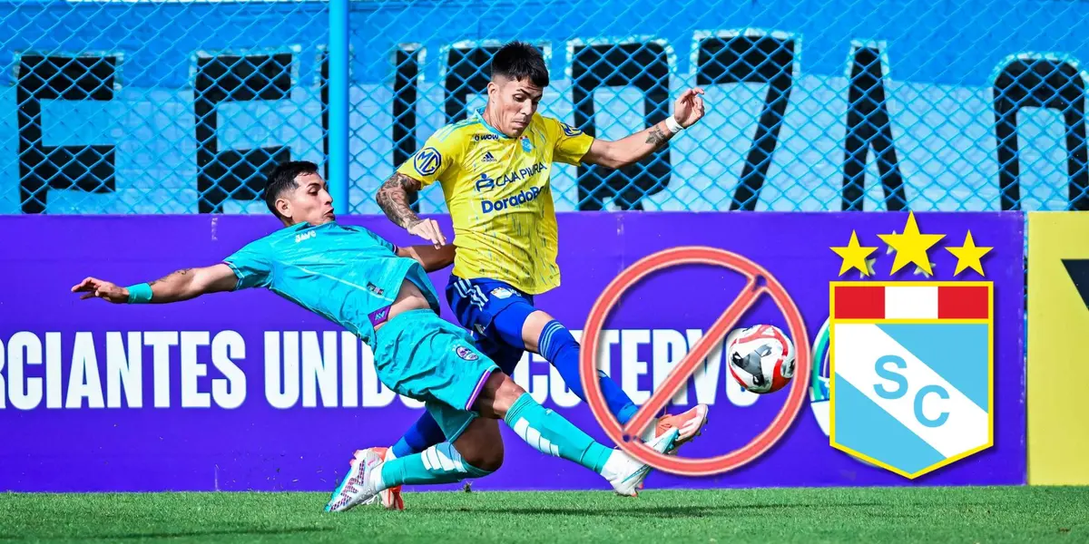 Santiago González disputando una acción de juego en el Comerciantes vs Cristal