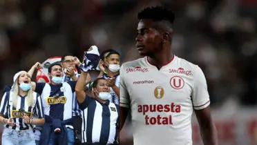 Segundo Portocarrero con la camiseta de Universitario, al lado hinchas de Alianza Lima. FOTO: Vives Fútbol