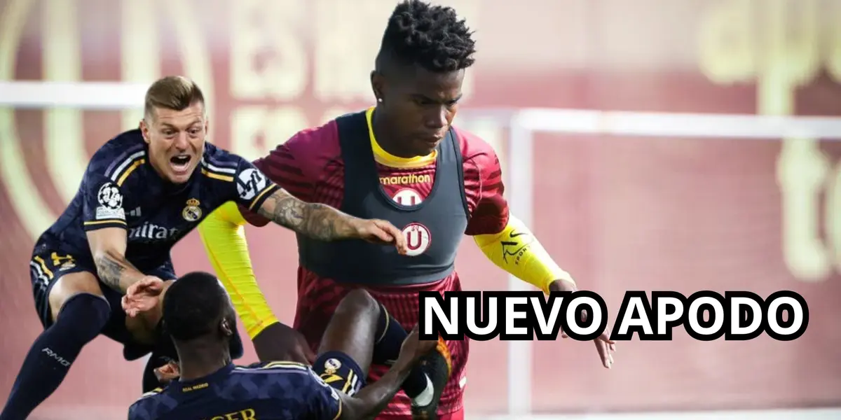 Segundo Portocarrero entrenando con Universitario, al lado Toni Kroos y Antonio Rudiger celebrando con Real Madrid. FOTO: RPP