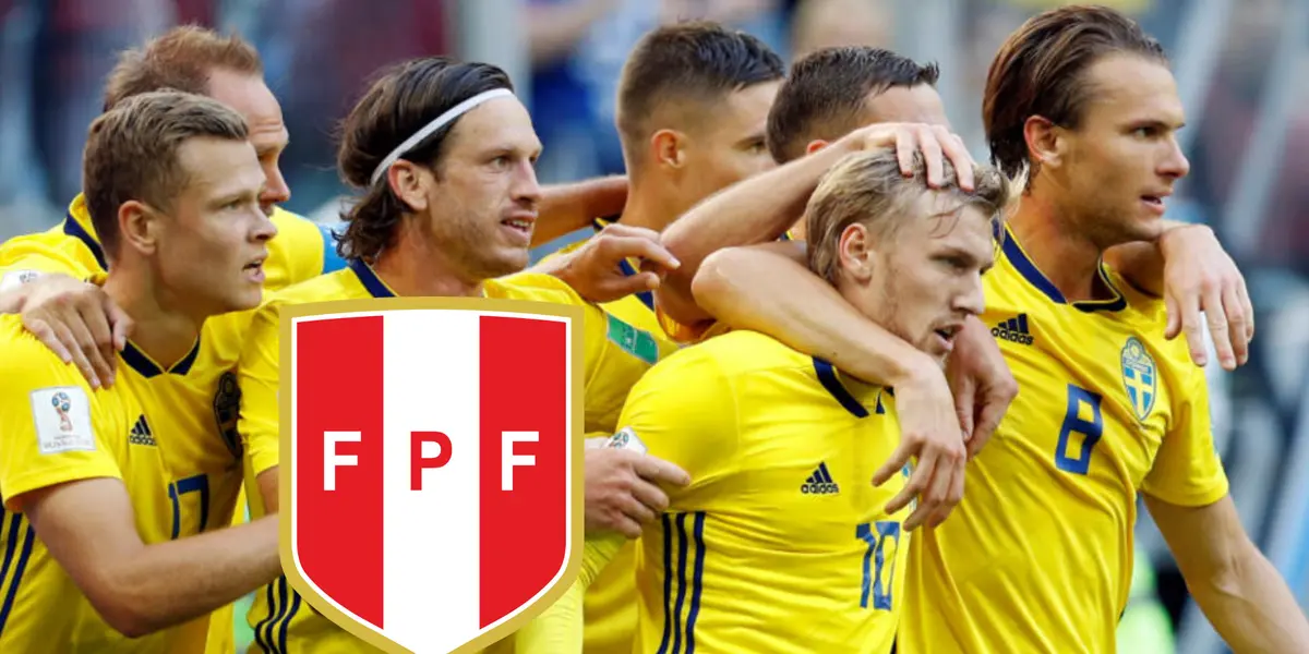 Selección de Suecia celebrando