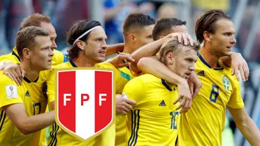 Selección de Suecia celebrando 