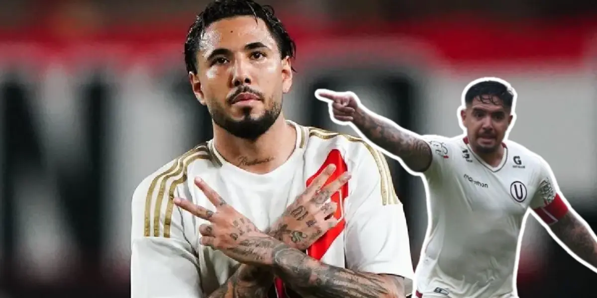 Sergio Peña celebrando y Juan Vargas apuntándolo