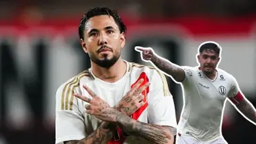 Sergio Peña celebrando y Juan Vargas apuntándolo