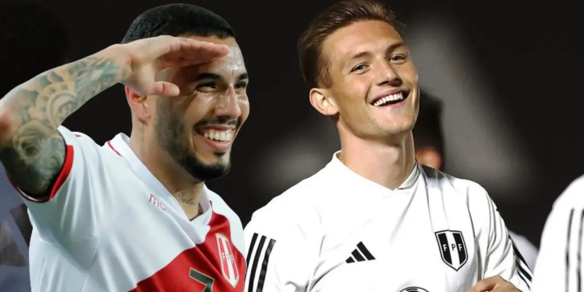 Sergio Peña y Oliver Sonne vistiendo la camiseta de la Selección Peruana. FOTO: Radio Cumbre Huancayo