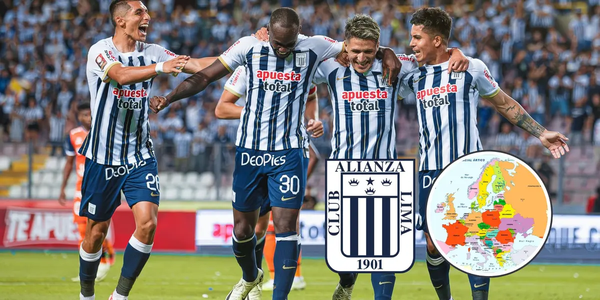 Serna, Waterman, Cabellos y Lagos celebrando con la camiseta de Alianza Lima