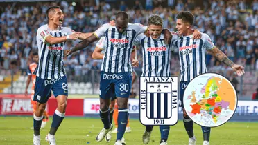 Serna, Waterman, Cabellos y Lagos celebrando con la camiseta de Alianza Lima