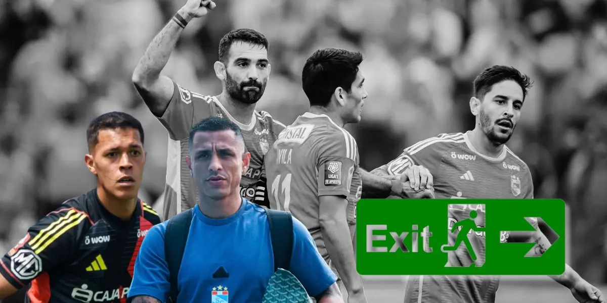 Solís, Yotún. Cauteruccio, Ávila y Hohberg con la camiseta de Sporting Cristal