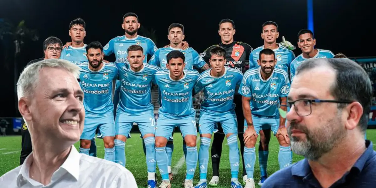Sporting Cristal posando para los reporteros gráficos, al lado Tiago Nunes y Enderson Moreira. FOTO: Cancha en mancha
