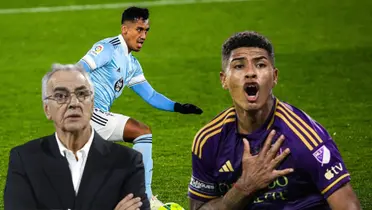 Tapia jugando para el Celta, Cartagena celebrando con Orlando City y Fossati observándolos