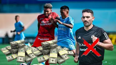 Una acción del duelo de hoy entre Sporting Cristal y Sport Huancayo