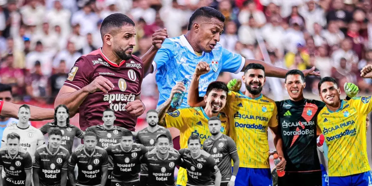 Una jugada del ADT de Tarma vs Universitario, debajo algunos jugadores de Cristal