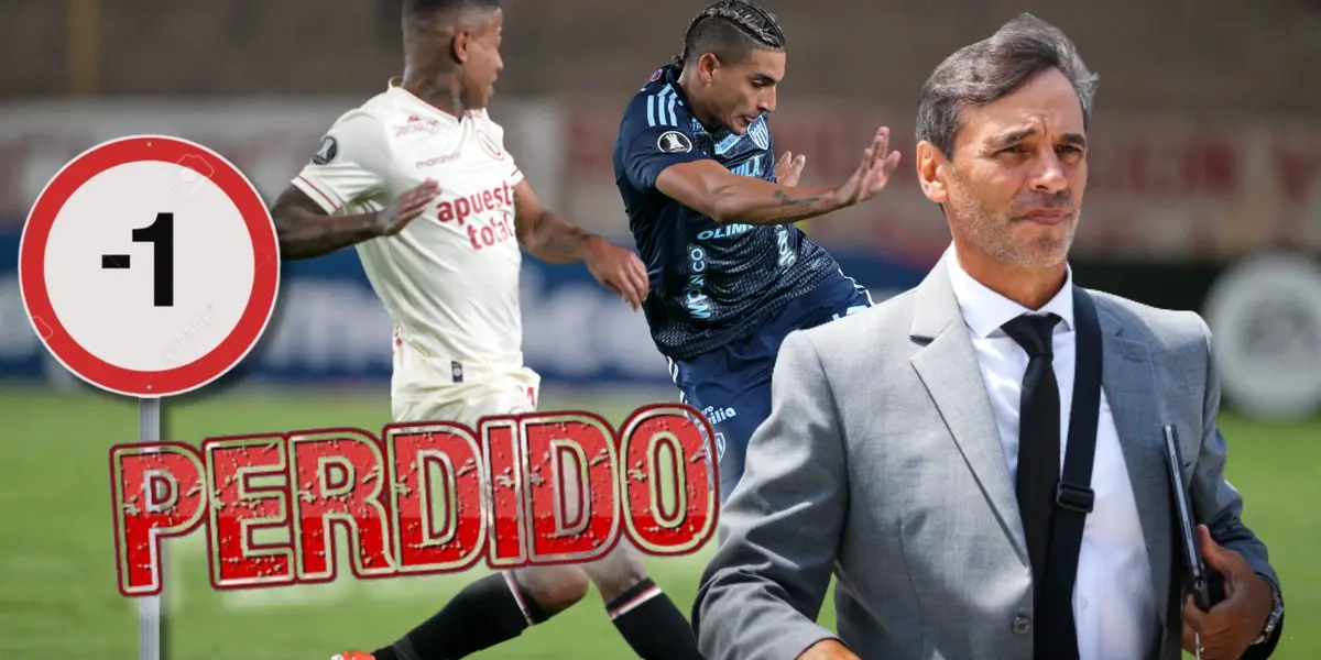 Una jugada del duelo entre Universitario vs Junior y delante Fabián Bustos