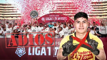 Universitario de Deportes celebrando el título del Apertura y delante Diego Romero