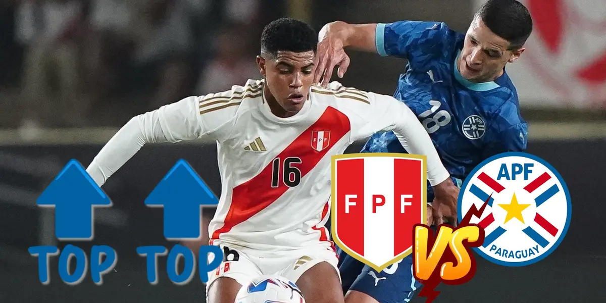 Wilder Cartagena disputando una acción de juego en el Perú vs Paraguay