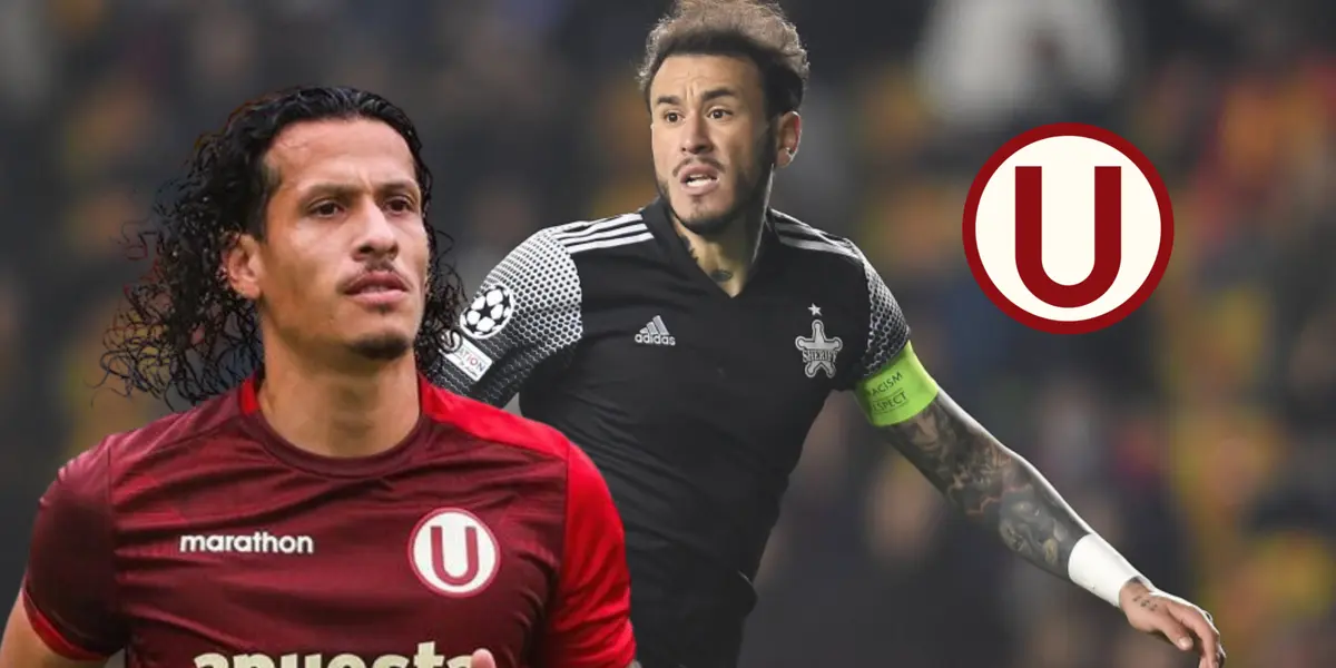 Williams Riveros entrenando con la 'U', al lado Gustavo Dulanto jugando para el Sheriff. FOTO: Transfermarkt.