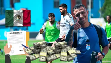 Yoshimar Yotún y detrás el entrenamiento de Sporting Cristal con Da Silva y Cauteruccio