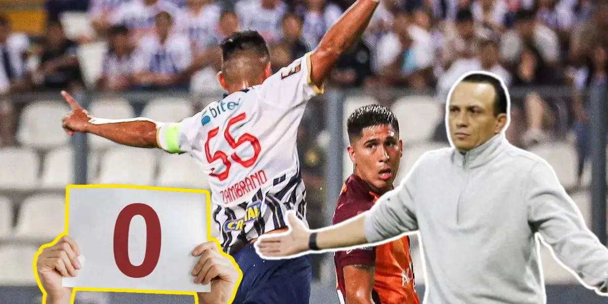 Zambrano celebrando gol y Restrepo molesto