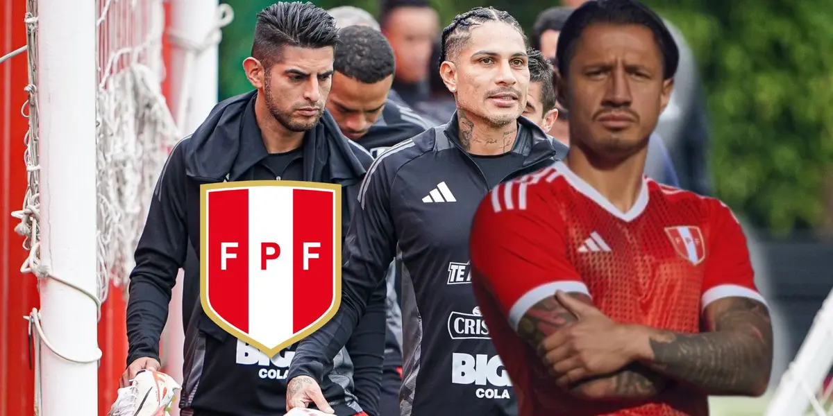 Zambrano, Guerrero y Callens en Videna, delante de ellos Gianluca Lapadula