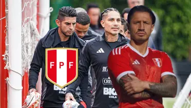 Zambrano, Guerrero y Callens en Videna, delante de ellos Gianluca Lapadula