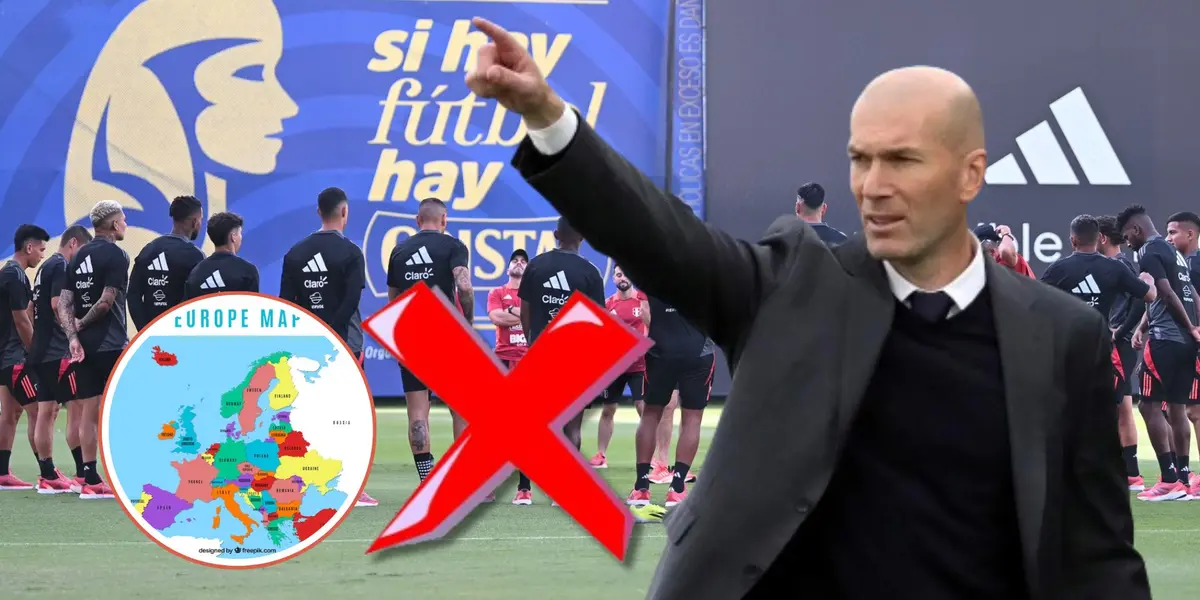 Zinedine Zidane y detrás jugadores de la Bicolor reuniones en la Videna