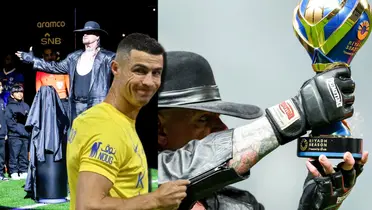 The Undertaker levantó la copa de Arabia y mira la reacción de Cristiano Ronaldo