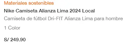 Precio camiseta de Alianza Lima