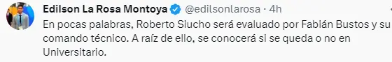 Lo que pasará con Roberto Siucho