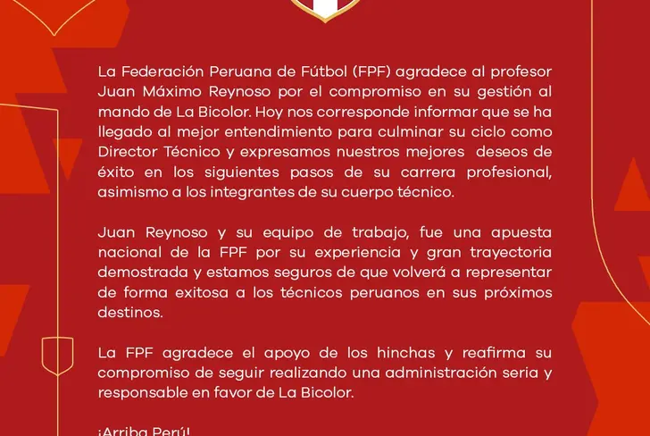 Fuente: Federación Peruana de Fútbol 